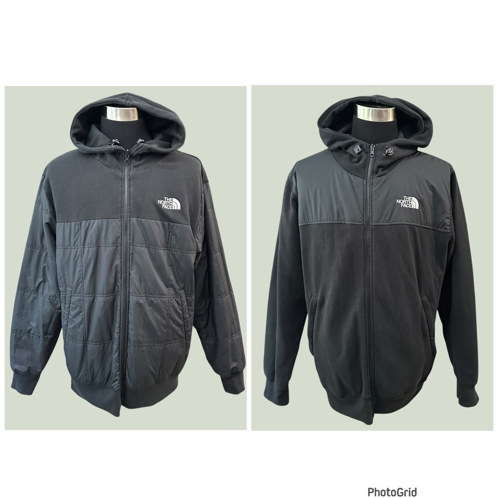 The North Face Reversible Hooded Jacket  Puffer Fleece Full Zip Hooded XL -Black